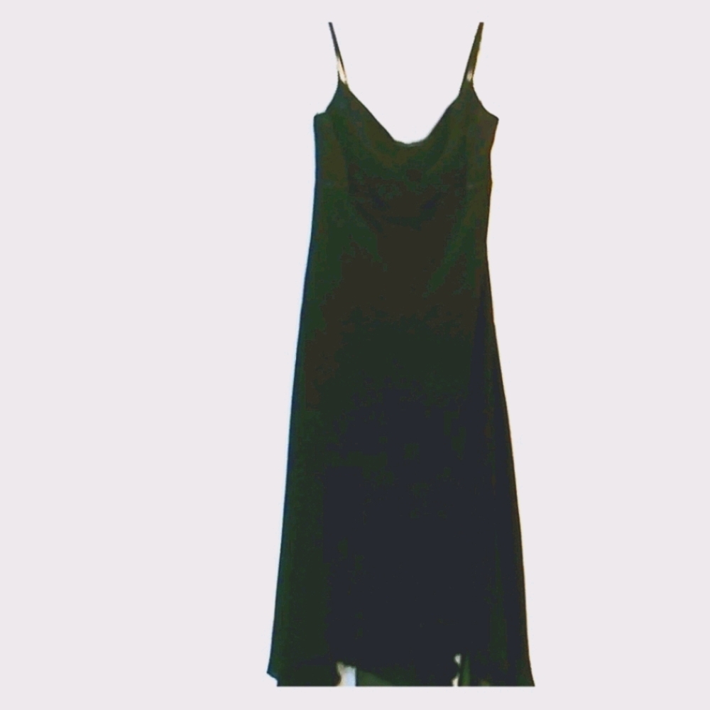 Simply elegant black chiffon evening dress